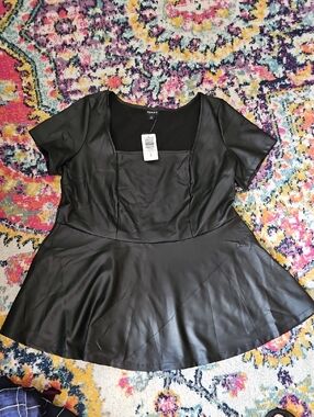 Torrid Black Faux Leather Peplum Top
